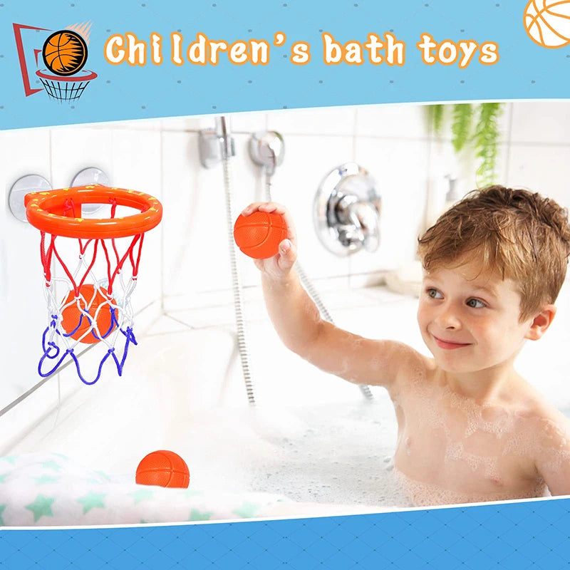 Kids Bath Basketball Playset with Suction Cup Hoop and Balls - Fun Toddler Bath Toy