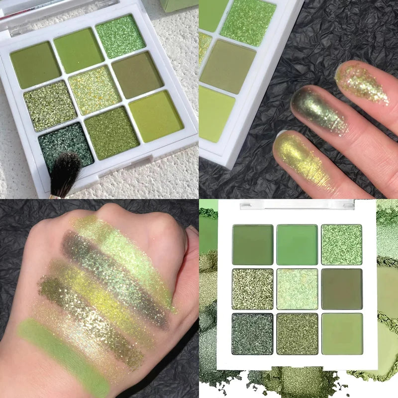9-Color Glitter Eyeshadow Palette Waterproof Shimmer & Matte Eye Makeup