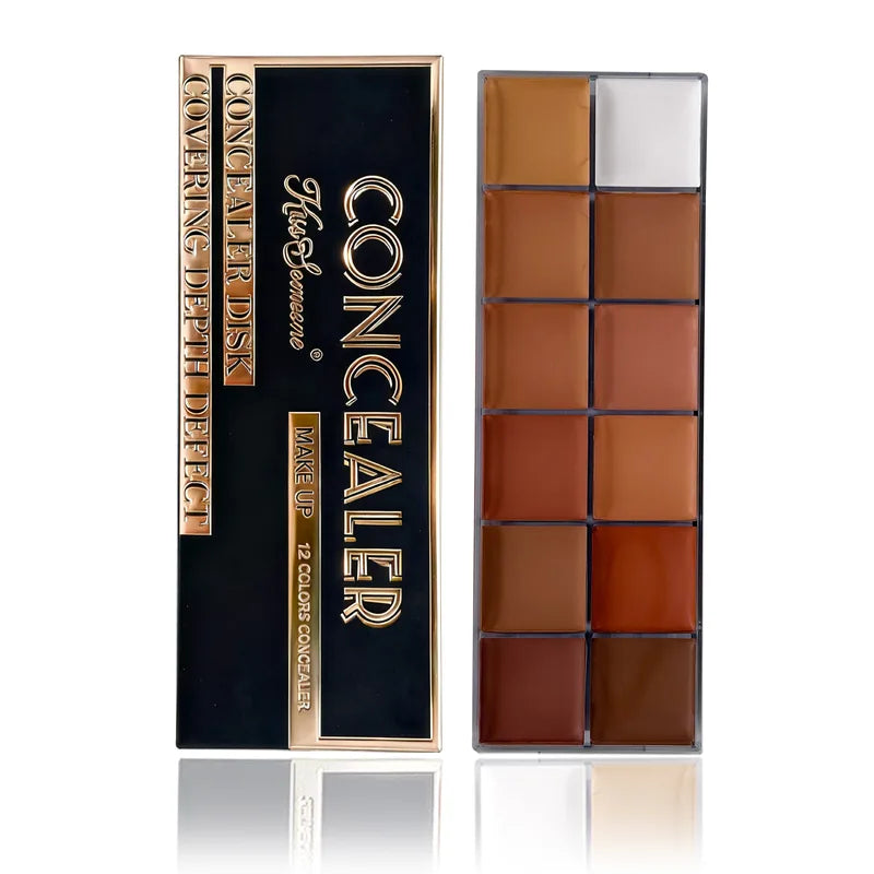 12-Color Waterproof Face Concealer Foundation Set for Dark Skin - Full Coverage Makeup