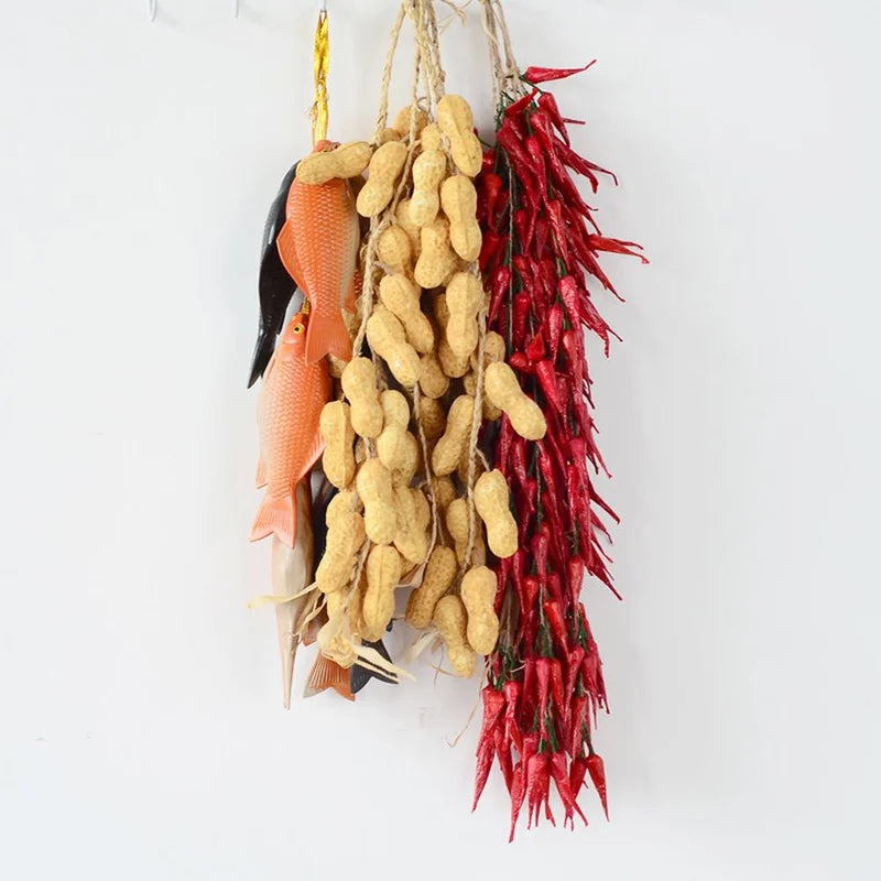 Artificial Vegetable String Garland Kitchen Wall Decor Food Props Vivid Faux Food Decor