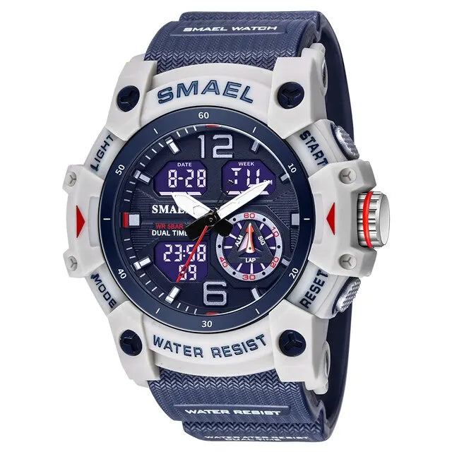 Digital Sport Watch Men Waterproof LED Dual Time Alarm Chronograph