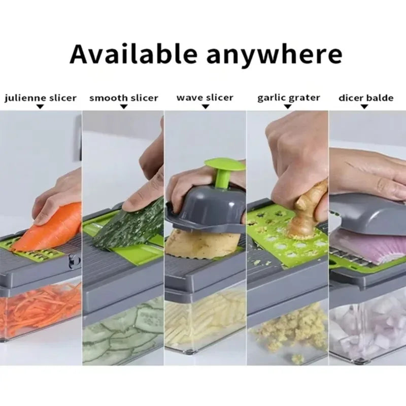 16-in-1 Handheld Vegetable Chopper with Container & Safety Guard