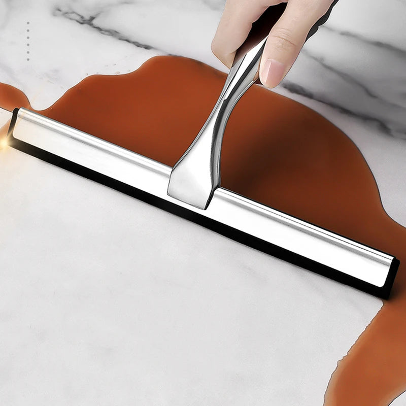 Stainless Steel Shower Squeegee with Hooks - Glass, Tile & Mirror Cleaning Tool
