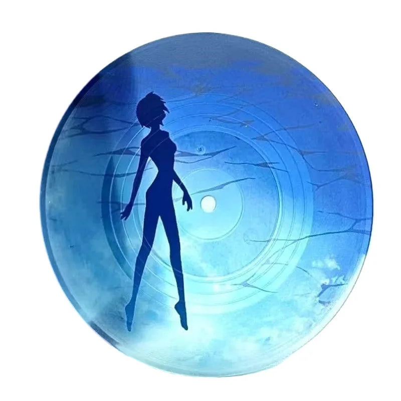 Anime Acrylic Record Coaster Set for Coffee Table and Desk Decor - Rei & Asuka