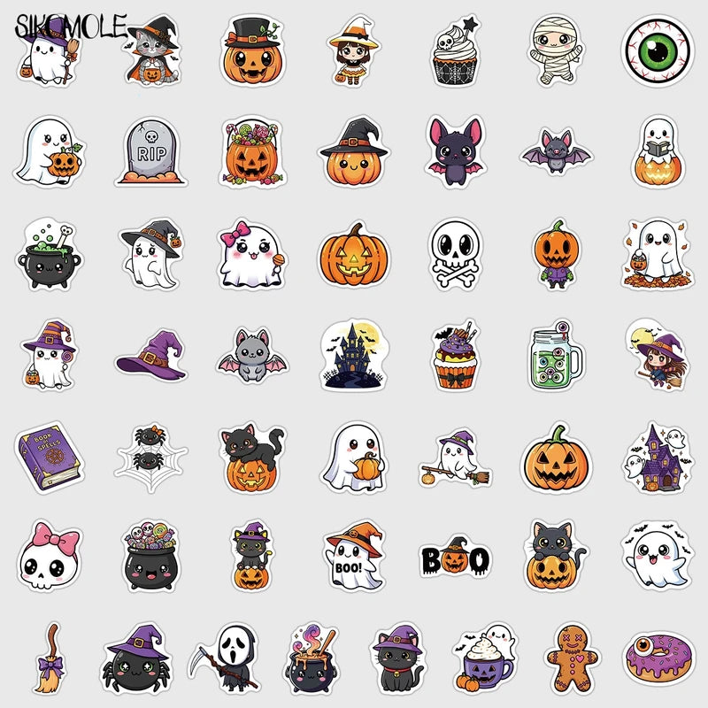 Halloween Ghost Pumpkin Stickers 10/30/50pcs Cute Kawaii DIY Phone Laptop Decor