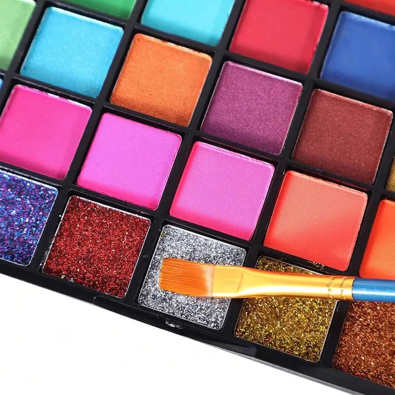 54-Color Face Painting Set with Water-Activated Eyeliner Palette - Professional Makeup Kit