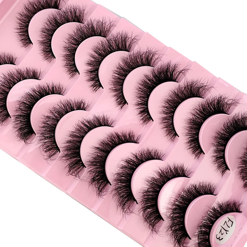 False Eyelashes 10 Pairs Natural-Looking 3D Curly Mink-Style Makeup Lashes