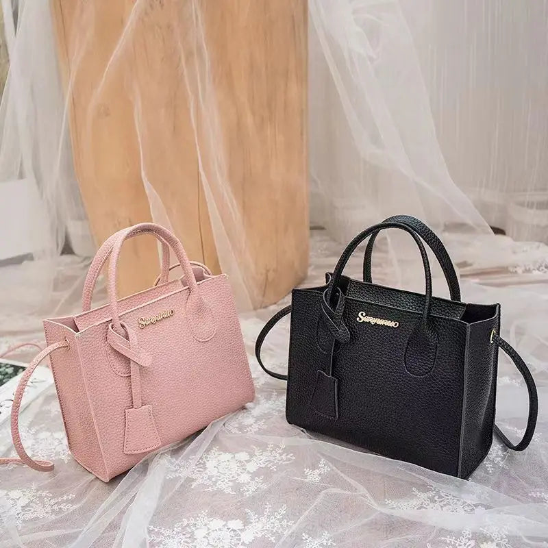 Solid Color Crossbody Handbag with Shoulder & Handheld Handles - Triple-Use Satchel Bag