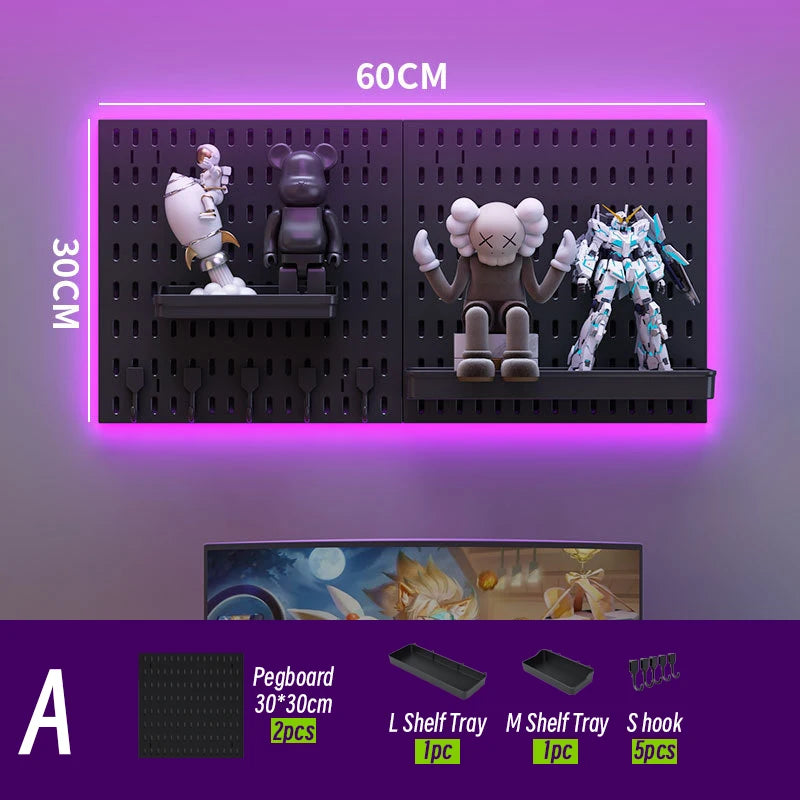 Gaming Wall Organizer Set with Shelf, Headphone & Controller Holders - Multi-Color Options