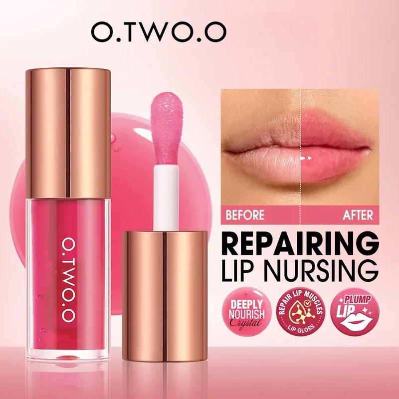 Moisturizing Lip Gloss with Plumper & Shimmer - Non-Sticky Water Gloss