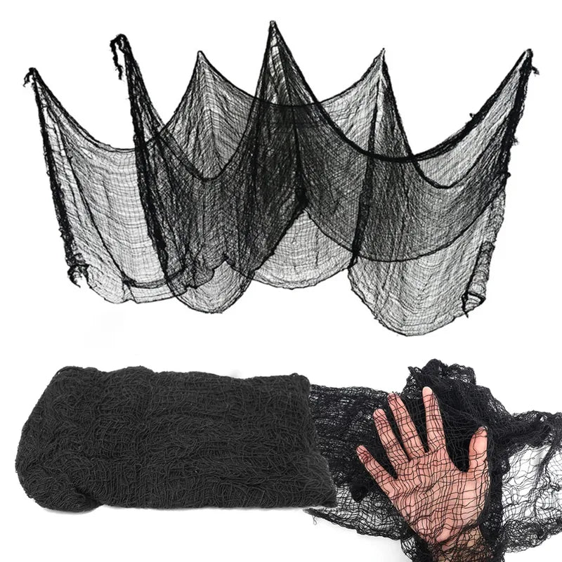 Halloween Bloody Black Gauze Creepy Cloth for Horror Party & Haunted House Decor