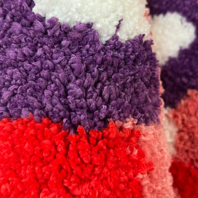 Red Psychedelic Mushroom Tufted Rug Anti-Slip Trippy Bedroom Handmade Carpet