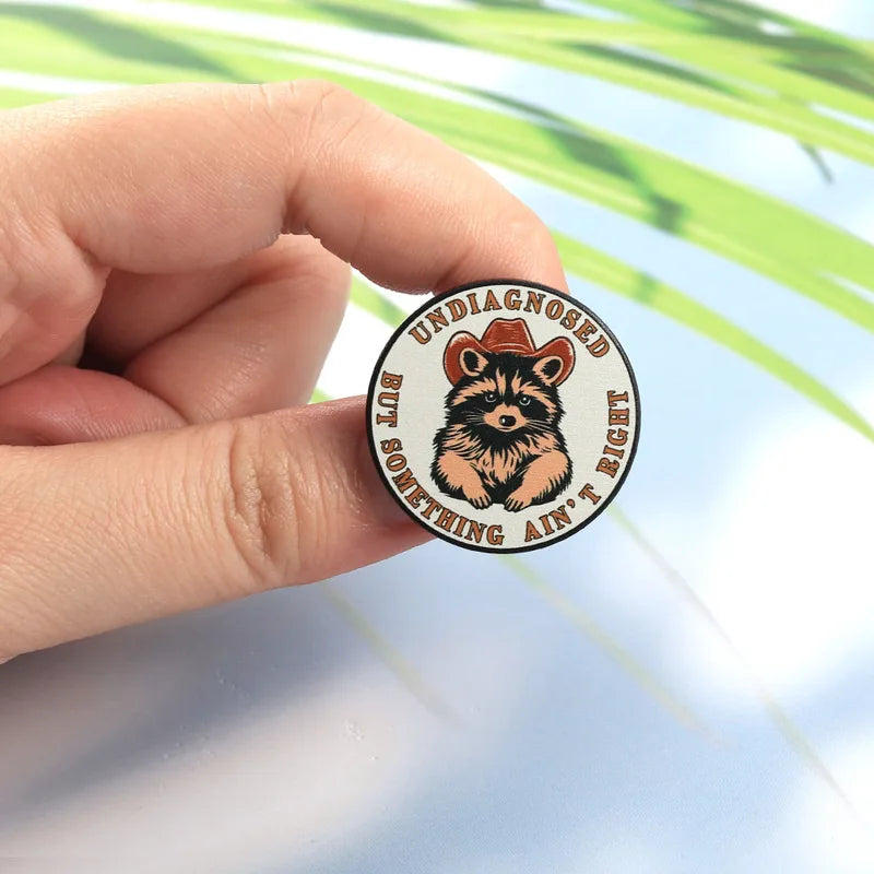 Funny Raccoon Enamel Lapel Pin Undiagnosed Brooch Cute Trash Panda Badge Jewelry