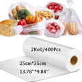 400 Pack Food Storage Bags Roll - Clear Plastic Fresh-Keeping Produce Bags 10 x 14 inches
