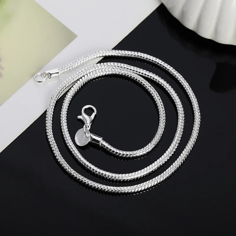 Sterling Silver Snake Chain Necklace for Men & Women - 40-75cm, 1-3mm
