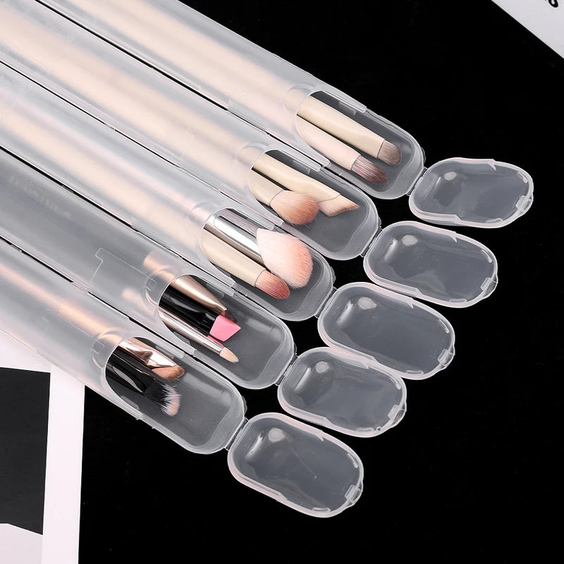 Portable Transparent Makeup Brush Storage Box with Cover - Travel Organizer Case