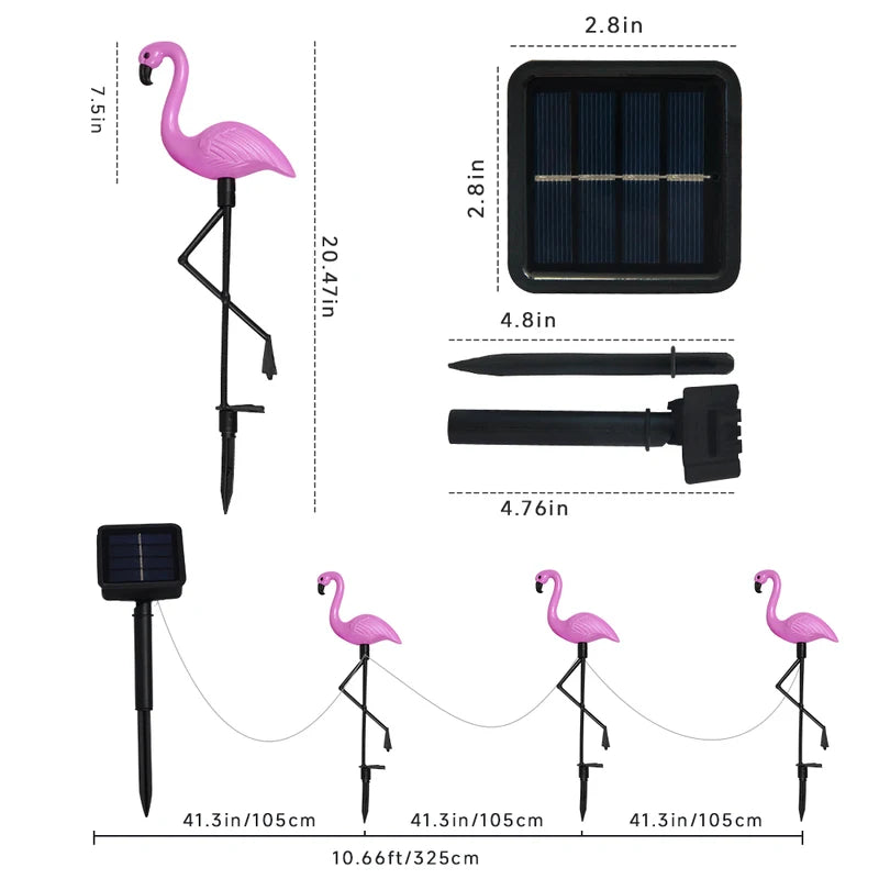 Outdoor Solar Flamingo Pathway Lights 3-Pack - Waterproof Lawn Decor for Garden Yard Landscape