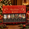 Festive Christmas Wine Glasses Set - 3D Embossed Holiday Goblets for Party Decor