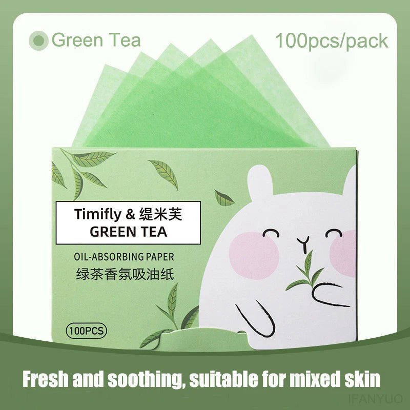100 Pcs Oil Control Face Blotting Paper for Makeup & Skin Oil Absorption