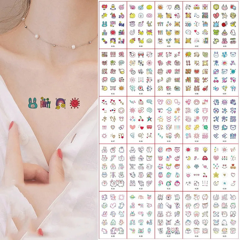 30Pcs Rainbow Temporary Tattoo Stickers for Face Hand Body Art Waterproof Set