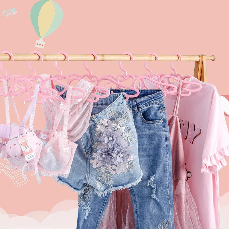 Pink Space Saving Clothes Hangers Set - Non-Slip Durable Wardrobe Organizer