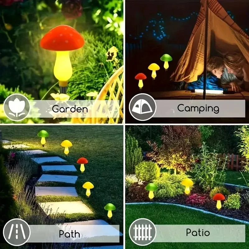 Solar Mushroom Garden Lights - 8 Modes Waterproof Outdoor Yard Decor