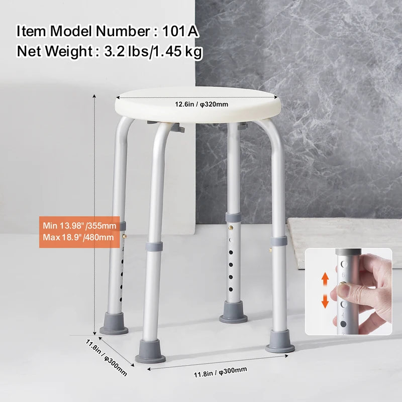Adjustable Shower Chair for Inside Shower Non-Slip Bathtub Seat Elderly Disabled