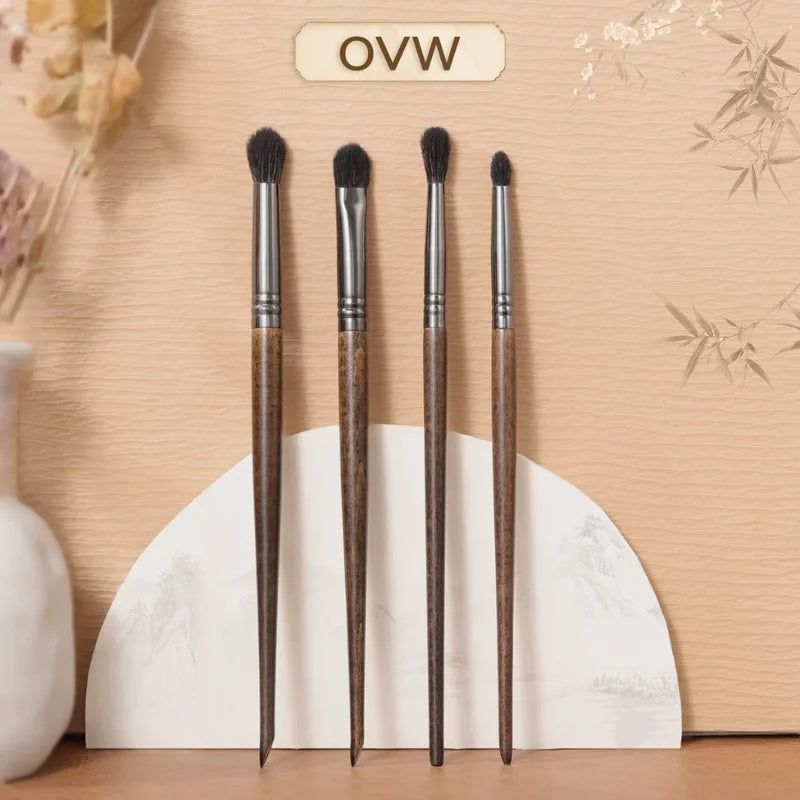 OVW Goat Hair Eyeshadow Makeup Brush Set 4 Pieces - Professional Cosmetic Tools