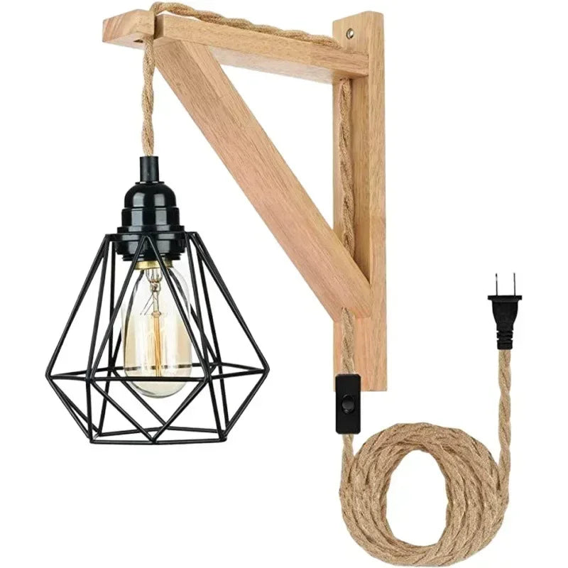 Retro Wall Lamp with Cross Border Iron Art for Bedroom Living Room Home Decor