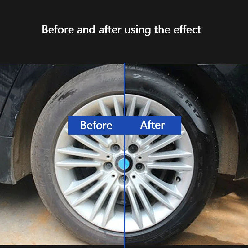 Car Tire Coating Wax with Sponge - Black Shine & Protective Wheel Cleaner