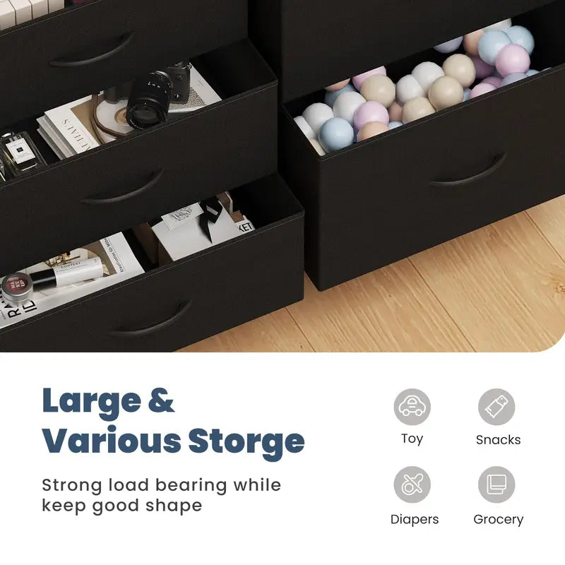 Multifunction Fabric Drawer Cabinet with Metal Frame and Adjustable Feet
