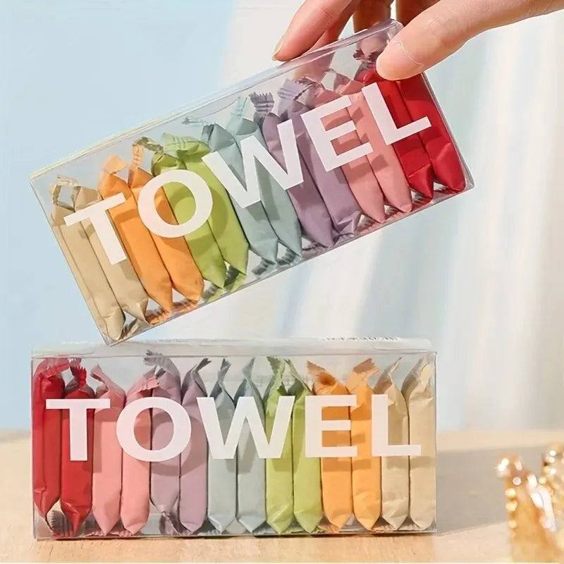 Disposable Travel Face Towels 14-Pack Compressed & Expandable Soft Cleansing Cloths