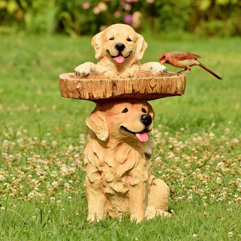 Resin Bird Feeder and Bath Garden Sculpture - Animal Design Outdoor Decor