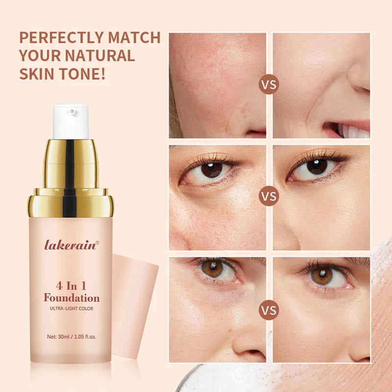 Color Changing Foundation 4-in-1 Moisturizer SPF 30 Waterproof Concealer