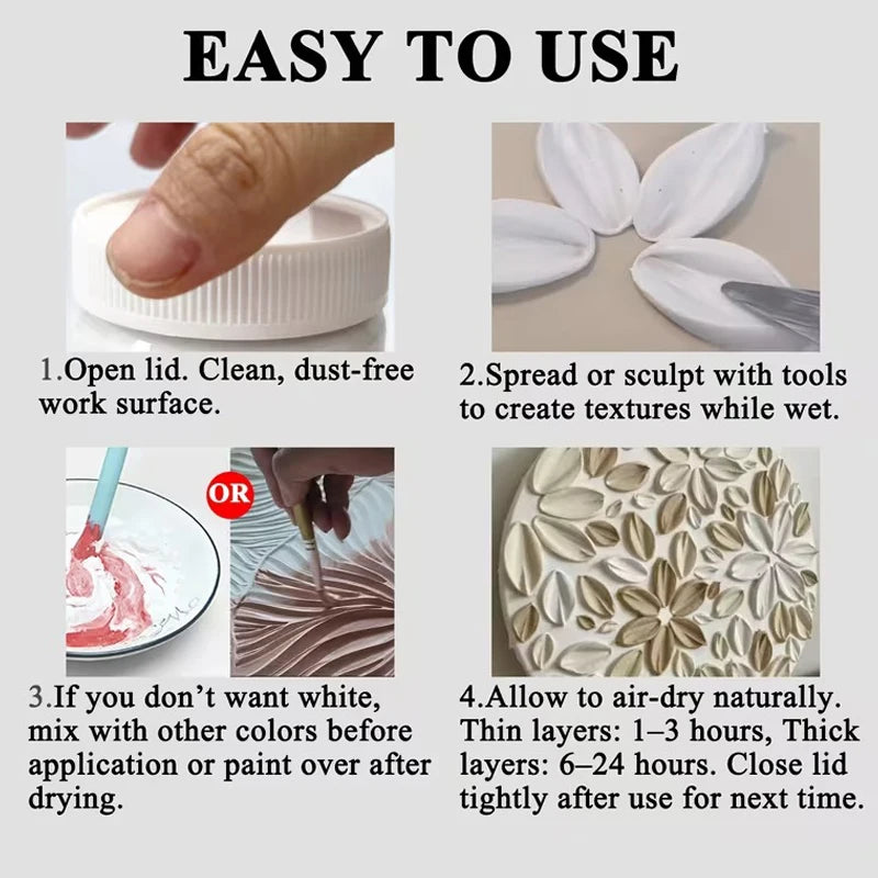 Acrylic Modeling Paste 300g with Piping Bags for 3D Art & Canvas Painting