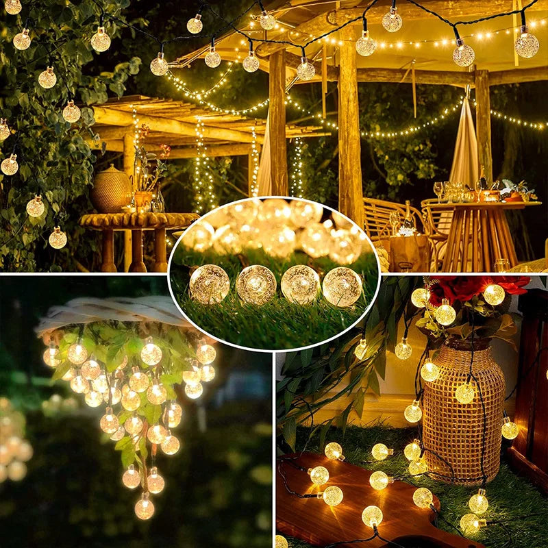 Outdoor Solar String Lights 100 LED Crystal Globe Waterproof Fairy Light