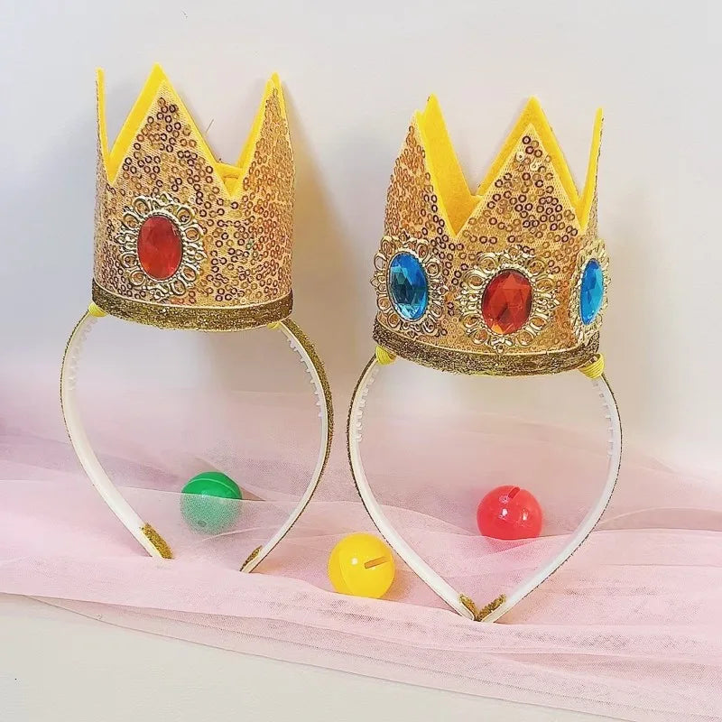 Peach Princess Crown Headband for Cosplay Halloween Party Girls Role Play Accessories