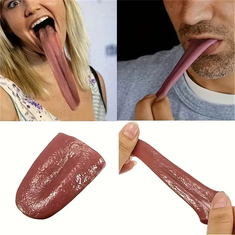 Stretchable Fake Tongue Prop for Halloween Horror Pranks and Performances