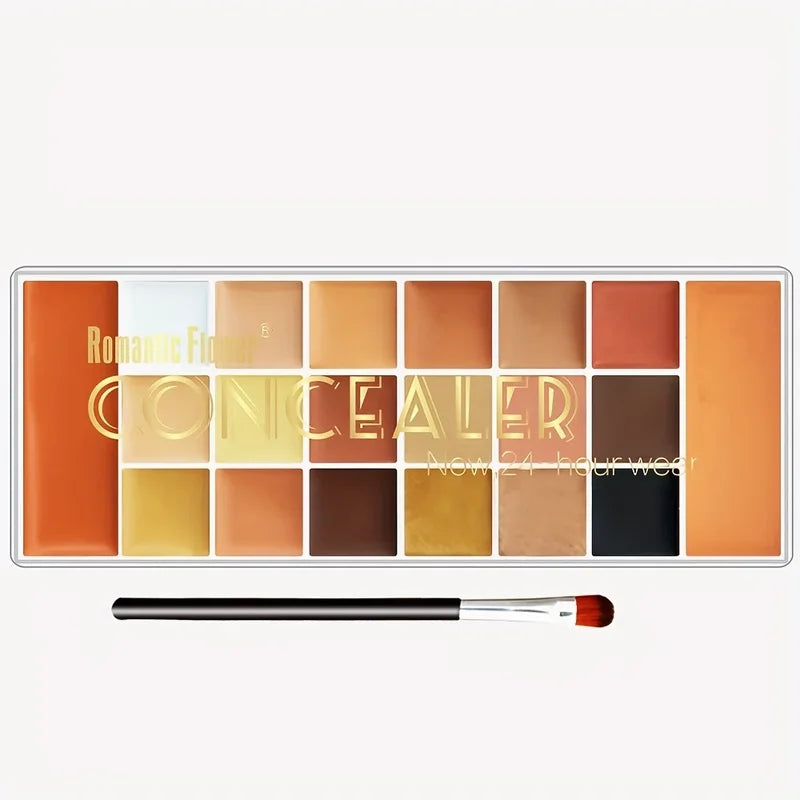 20-Color Earth Tone Eyeshadow Palette with Brightening Concealer & Mini Brush