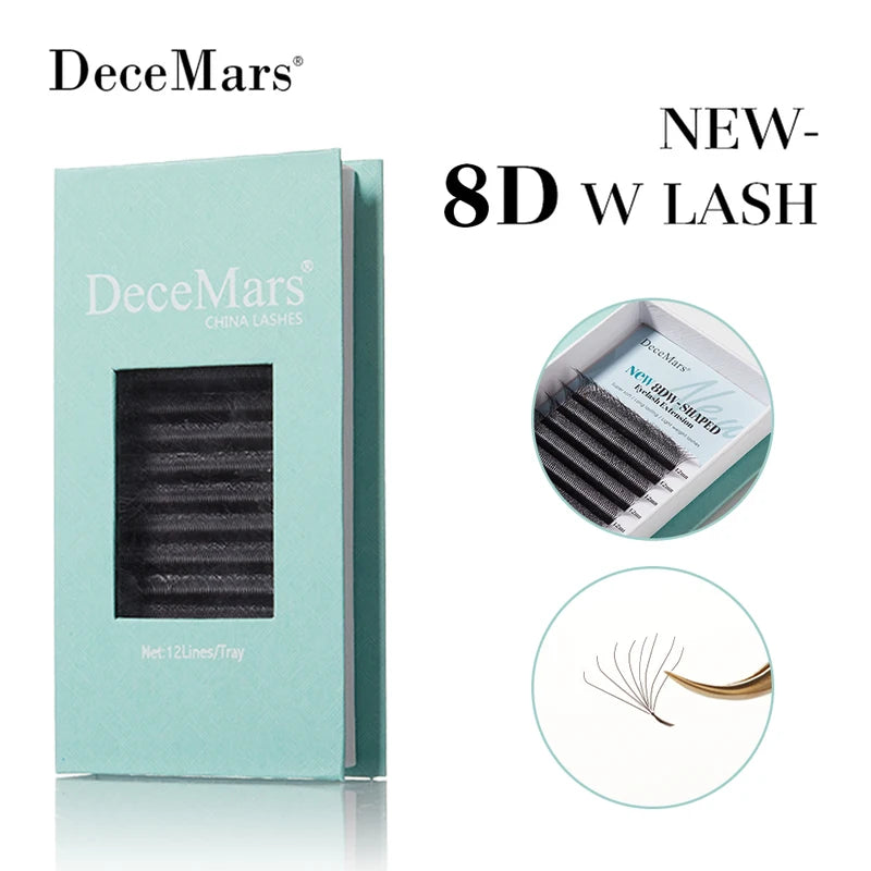 8D W Shaped Eyelash Extensions - Handcrafted Fanning Effect, Multiple Lengths