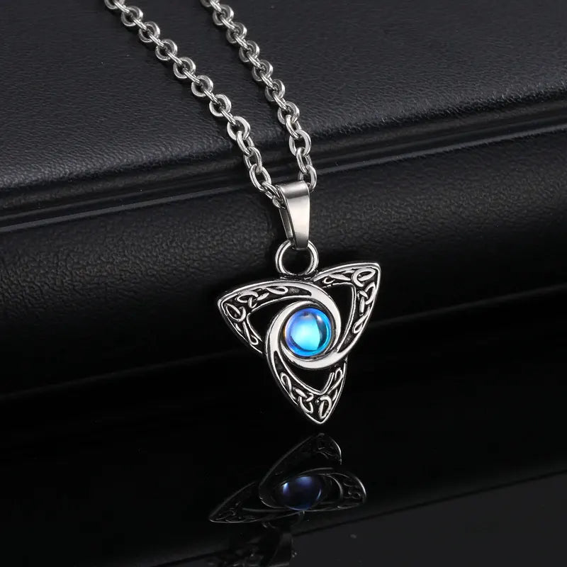 Men's Water-Resistant Moonstone Necklace with Celtic Knot Pendant, Vintage Jewelry Gift