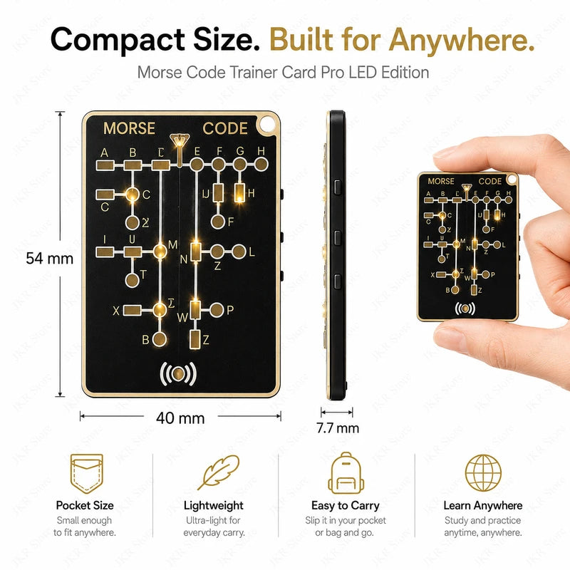 Pocket Portable Morse Code Trainer Card LED Educational Learning Tool