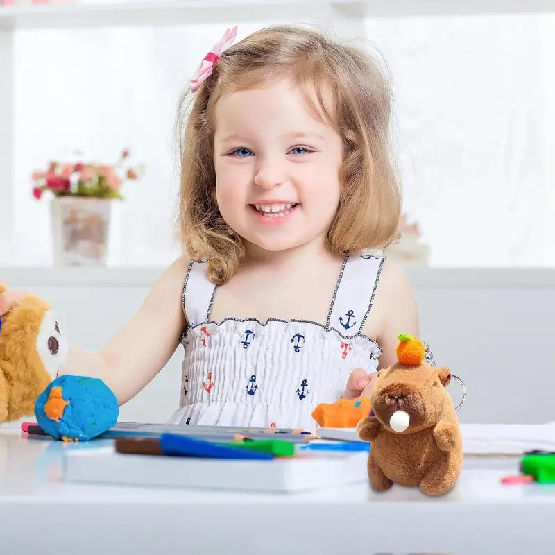 Cute Capybara Plush Keychain with Bubble Blower - Portable Animal Gift