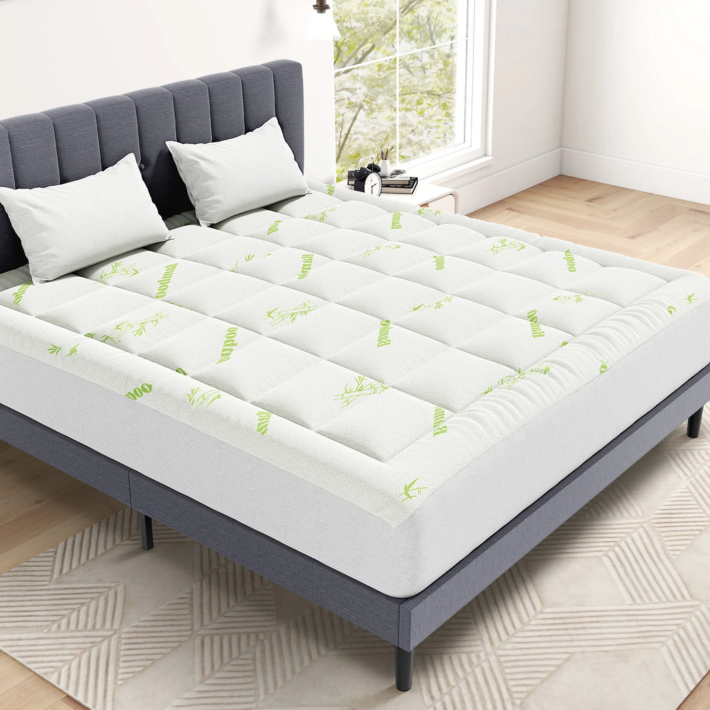 Ultra Soft Bamboo Visco Mattress Topper with Breathable Cooling Gel - Multiple Sizes