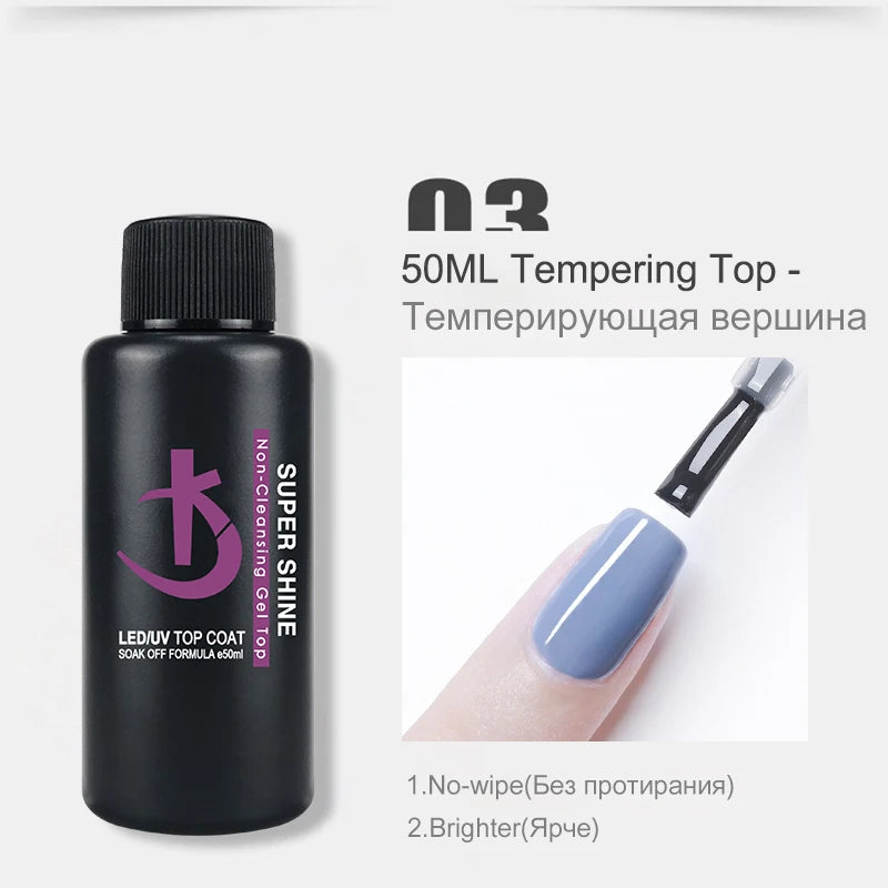 Strong Rubber Base Gel Nail Polish 50ml Semi-Permanent High Gloss Top Coat