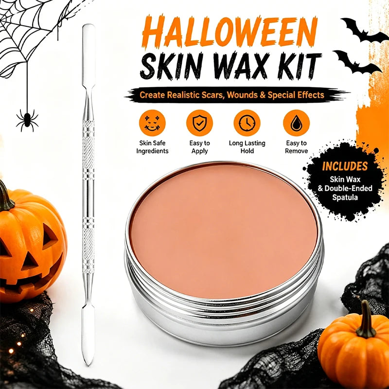 Halloween Special Effects Skin Wax Kit with Double-End Spatula for Fake Scars & Wounds