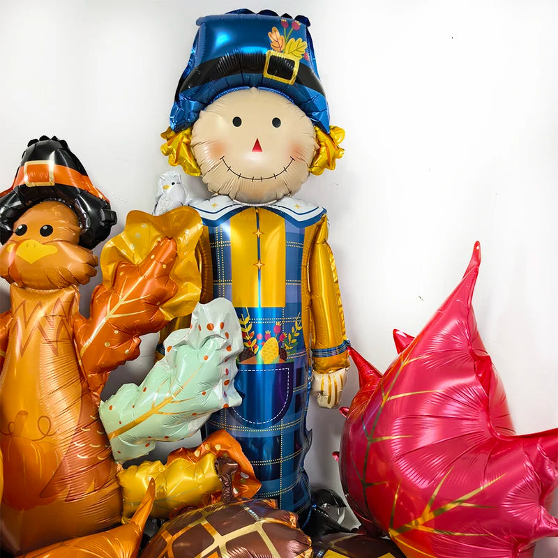 Thanksgiving Foil Balloons Party Decor Set - Squirrel, Mushroom, Leaf, Gift