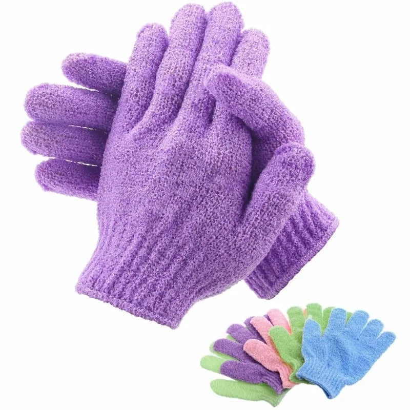 Exfoliating Bath Glove Set - Body Scrub & Massage Sponge for Shower