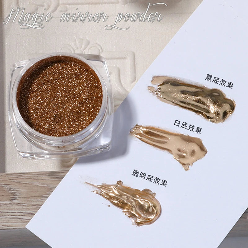 Luxury Gold Mirror Powder Nail Art Glitter Set - Metallic Chrome Pigments for UV Gel Polish & Manicure