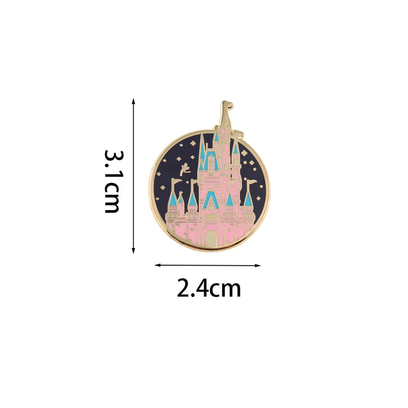 Magic Castle Badge Crystal Ball Enamel Pin Pink Blue Fan Badge Brooch Gift